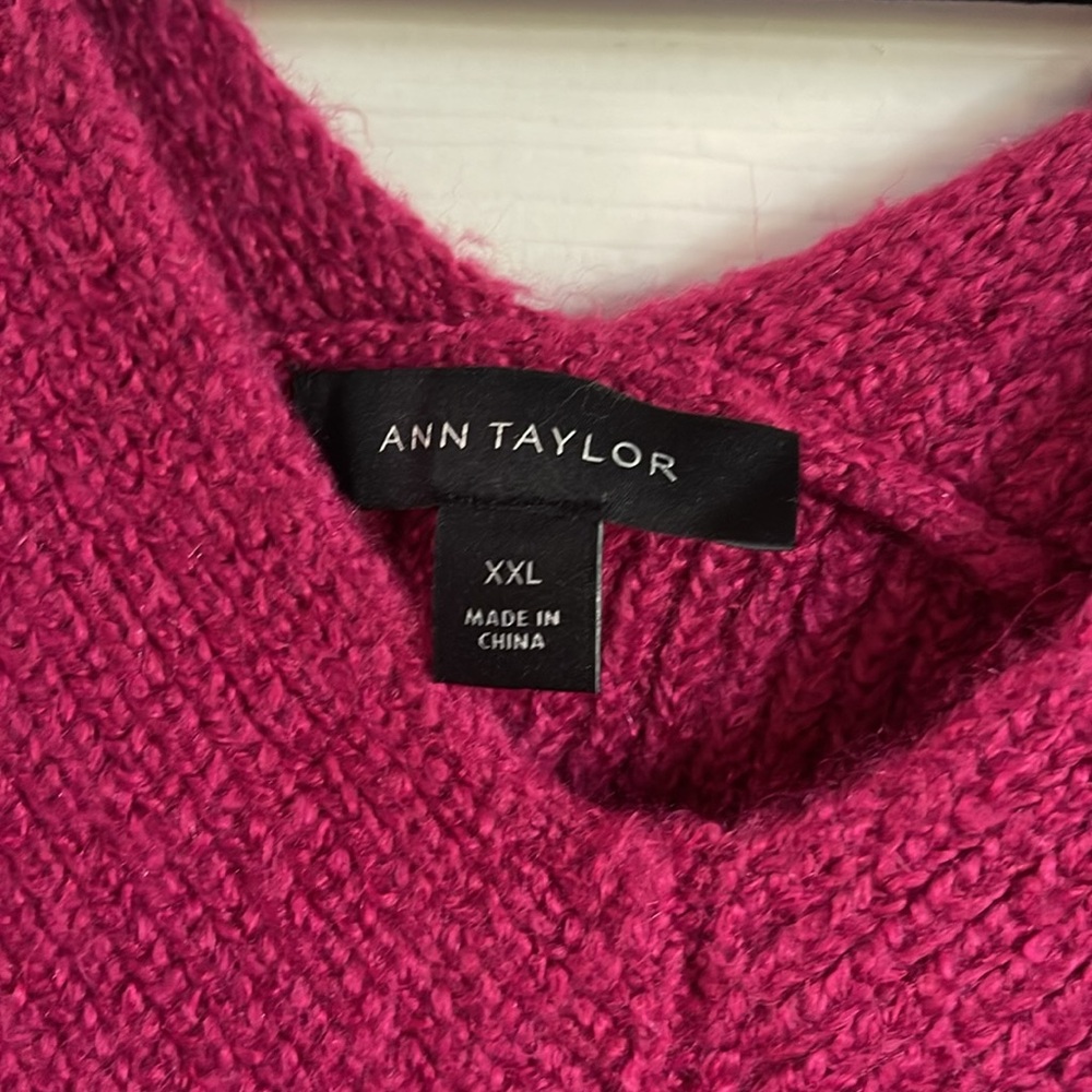 Ann Taylor Raspberry V-Neck Sweater - Picture 7 of 8